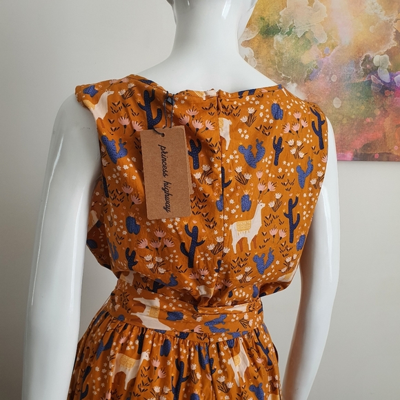 NWT Princess Highway Size 14 Llama Print Fit and Flare Dress with Pockets - Picture 11 of 15